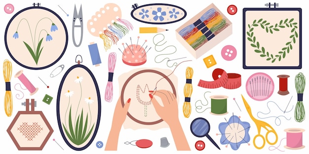 Przykładowe materiały do haftu